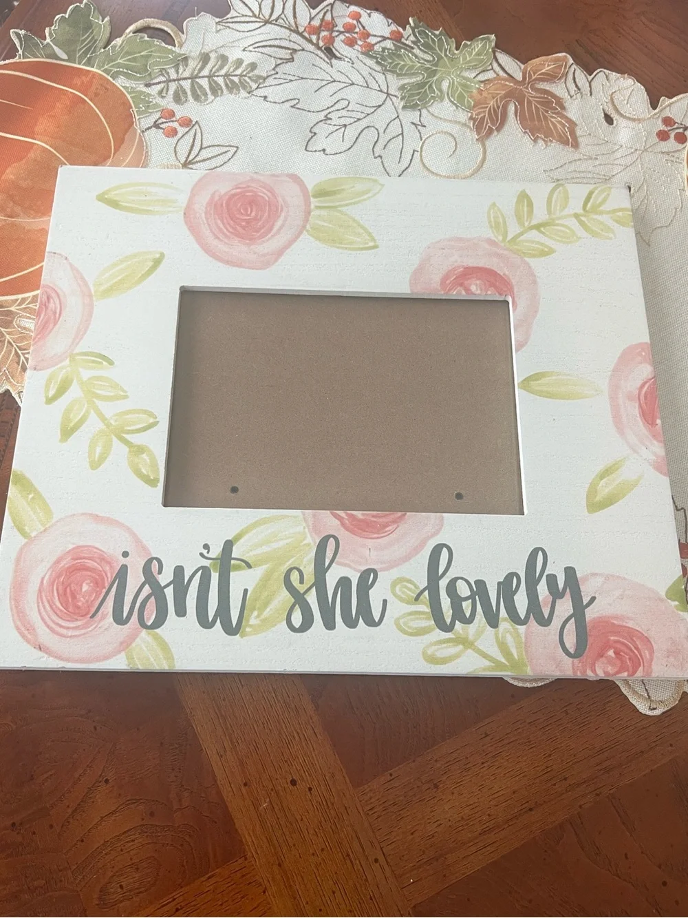 Glory Haus Isn’t She Lovely Floral Wood 5x7 Photo Frame NWOT